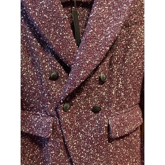 NWT RAG & BONE "Preston" Burgundy Tweed Boucle Double Breasted Blazer Jacket 2 - Picture 13 of 16